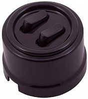 Выключатель-ретро пластик клавишный Bironi Лизетта 2-кл. коричневый картинка